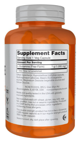 Л-Глютамин NOW L-Glutamine 1000 мг 120 вег капс