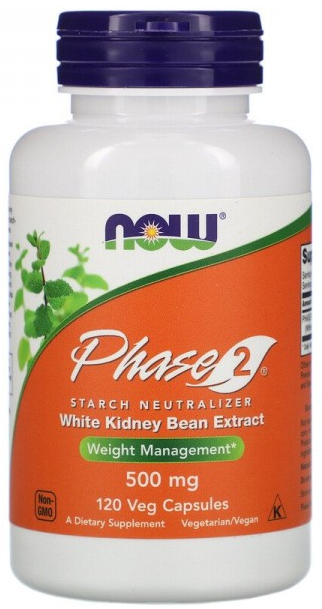 PHASE-2 500 мг (нейтрализатор крахмала) 120 растительных капсул NOW Foods