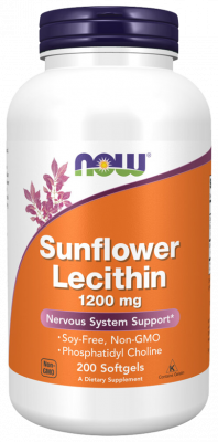 Sunflower lecithin 1200 мг (лецитин подсолнечный) NOW Foods (200 софгель)