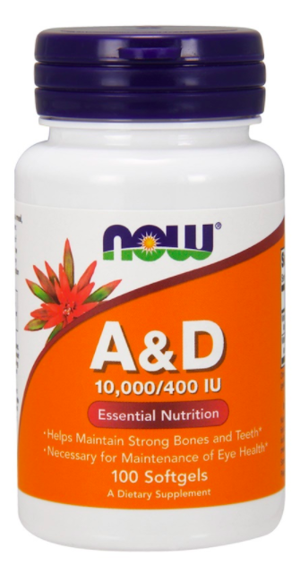 NOW Vitamin A&D 10000/400 МЕ (100 капс)