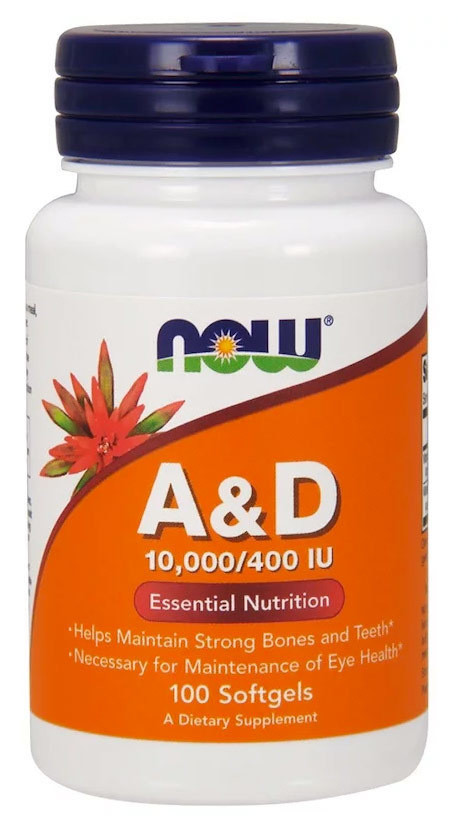 NOW Vitamin A&D 10000/400 МЕ (100 капс)