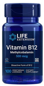Vitamin B12 (Метилкобаламин) 500 mcg LIFE Extension (100 пастилок)