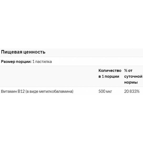 Vitamin B12 (Метилкобаламин) 500 mcg LIFE Extension (100 пастилок)
