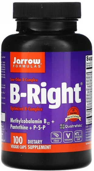 B-Right (витамины группы B) 100 растительных капсул Jarrow Formulas