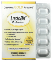 LactoBif Пробиотики 5 млрд КОЕ California Gold Nutrition (60 вег капс)