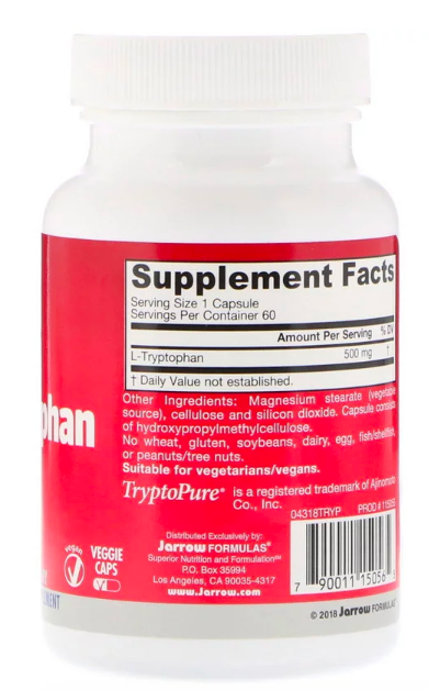 Jarrow Formulas L-Триптофан 500 мг (60 капс)