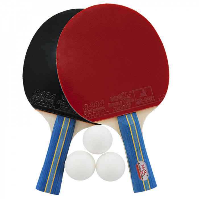 Набор для н/т DOUBLE FISH, арт.236A, 2 ракетки и 3 мяча, наклад. 1,8 мм, конич. ручка