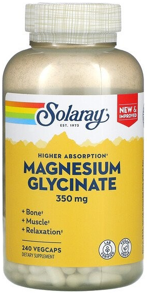 Глицинат магния Magnesium glycinate 350 мг Solaray (240 вег капс)