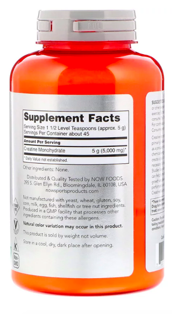 CREATINE MONOHYDRATE 100% PURE (креатин моногидрат) 227 грамм NOW Foods