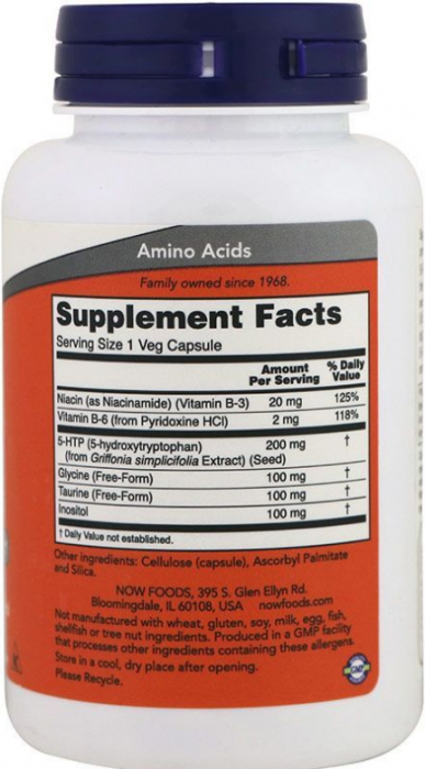 5-HTP 200 мг (5-гидрокситриптофан) 120 вег. капсул NOW