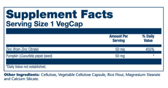 Цитрат цинка Zinc Citrate 50 мг Solaray (60 вег капс)