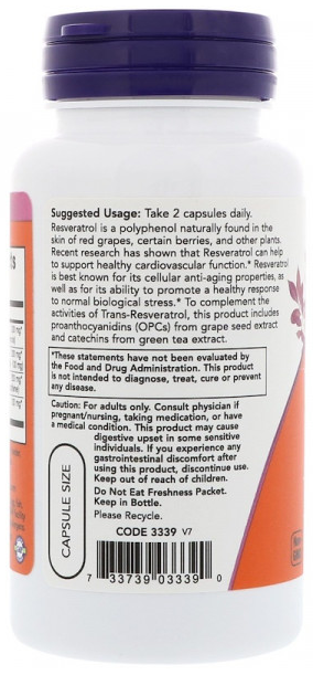 NOW Foods Natural Resveratrol 50 мг (60 вег капс)
