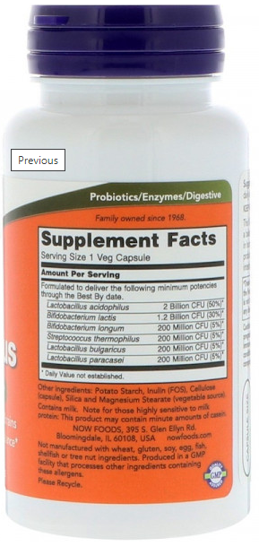 NOW Acidophilus 4x6 (120 капс) (Срок до 02.23)