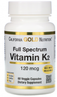 California Gold Nutrition Витамин К2 (в виде МК-4, МК-6, МК-7, МК-9) 120 мкг (60 капс)