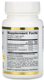 California Gold Nutrition Витамин К2 (в виде МК-4, МК-6, МК-7, МК-9) 120 мкг (60 капс)