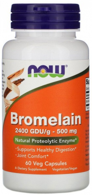 Bromelain 500 мг (бромелайн) 60 растительных капсул NOW Foods