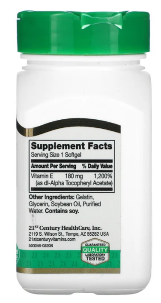 Витамин Е 180 мг (400 МЕ) 21st Century (110 кап)