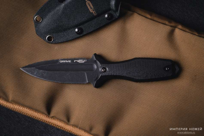 Нож скрытого ношения с фиксированным клинком Grave Blackwash Aus 10 – N.C.Custom
