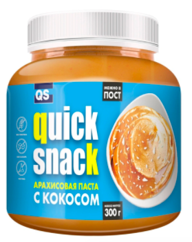 Арахисовая паста с Кокосом QUICK SNACK (300 г)