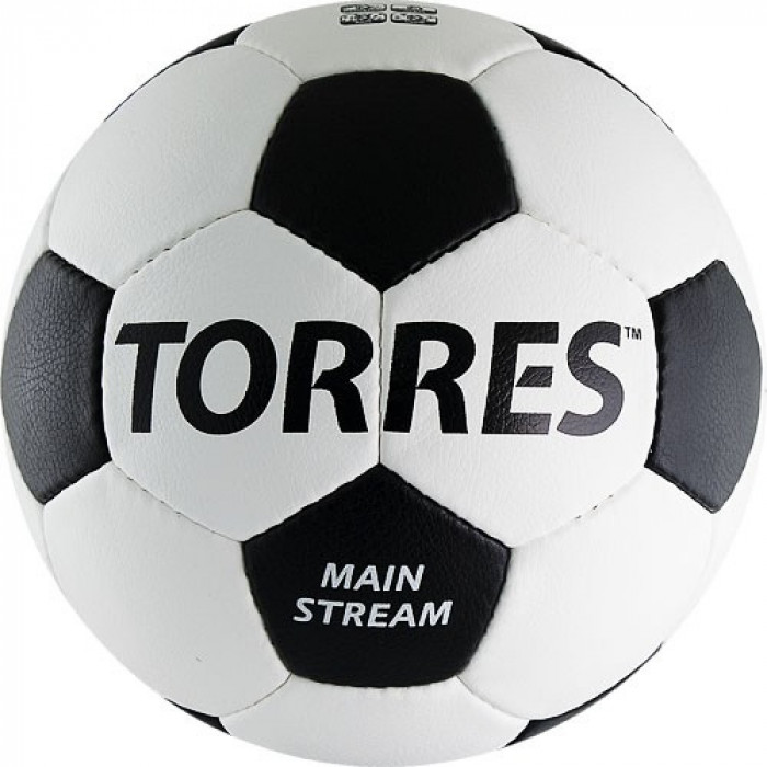 Мяч футб. "TORRES Main Stream" арт.F30185, р.5, 32 пан. PU, 4 под. слоя, руч. сшивка, бело-черный
