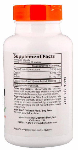 Doctor's Best Коллаген типа 1 и 3 1000 мг (180 табл)