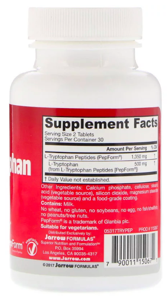 Jarrow Formulas L-Триптофан Пептиды (60 табл)