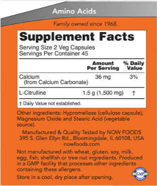 Л-Цитруллин Now L-Citrulline 750 мг VEG