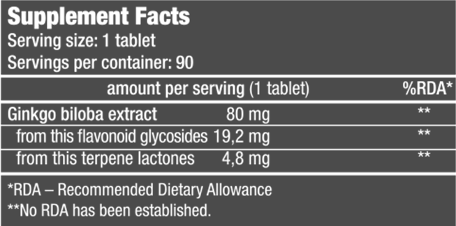Антиоксидант Ginkgo Biloba BioTechUSA (90 таб)