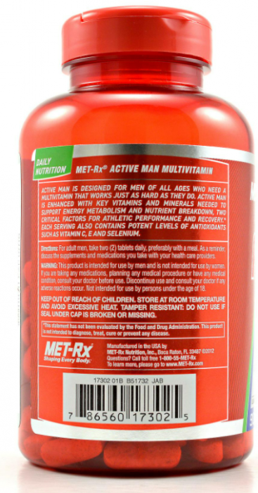 Мультивитамины Active Man Met-Rx (90 таб)