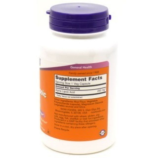 Alpha Lipoic Acid 250 мг (Альфа-липоевая кислота) 60 вег. капсул NOW