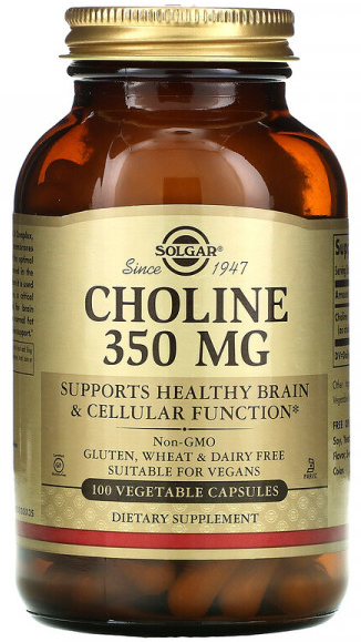 Solgar Choline (холин) 350 мг (100 вег капс)