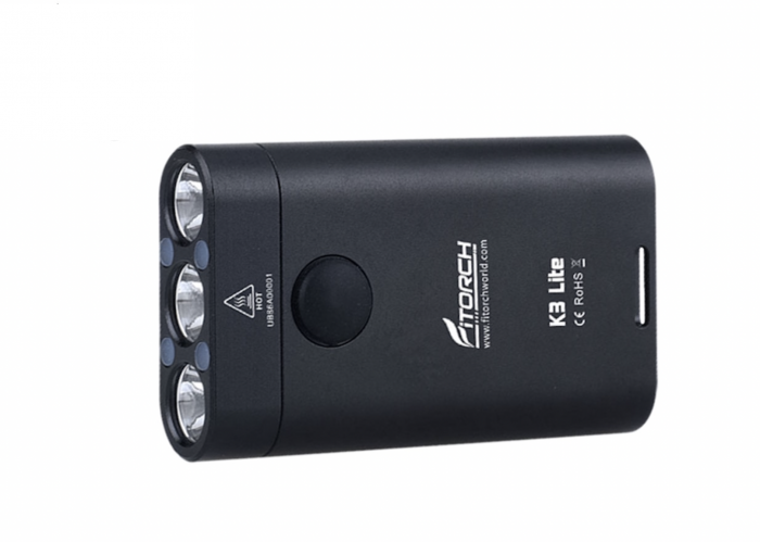 Фонарь брелок FiTorch K3 Lite (USB зарядка, 3 светодиода: красный, белый, УФ) черный