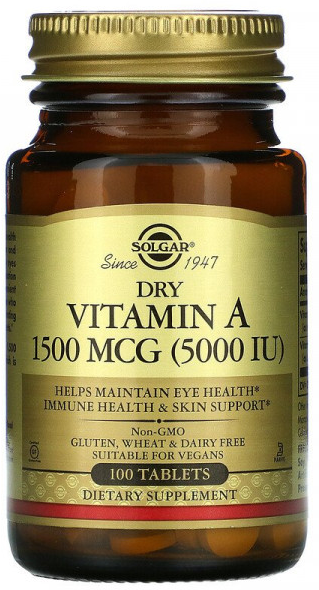 Solgar Dry Vitamin A (витамин А) 5000 МЕ (100 табл)