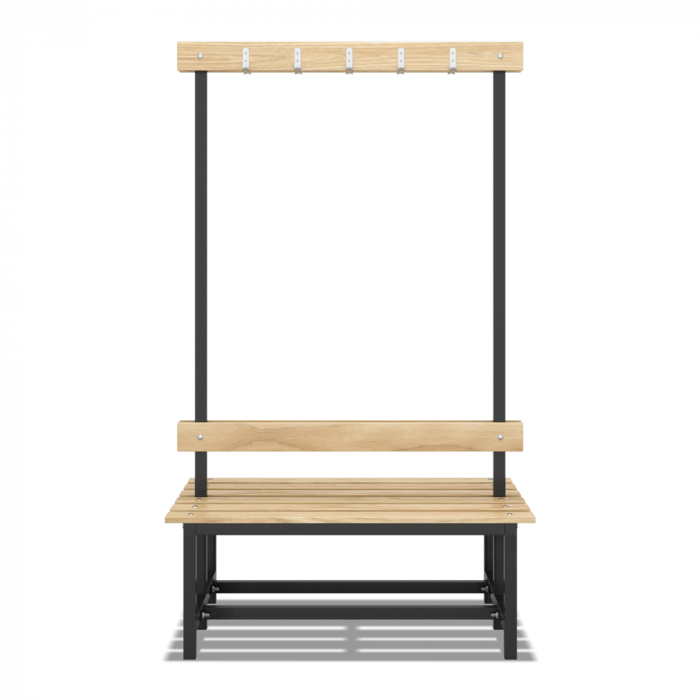 Скамейка с вешалкой для раздевалки двухсторонняя разборная (1200mm)