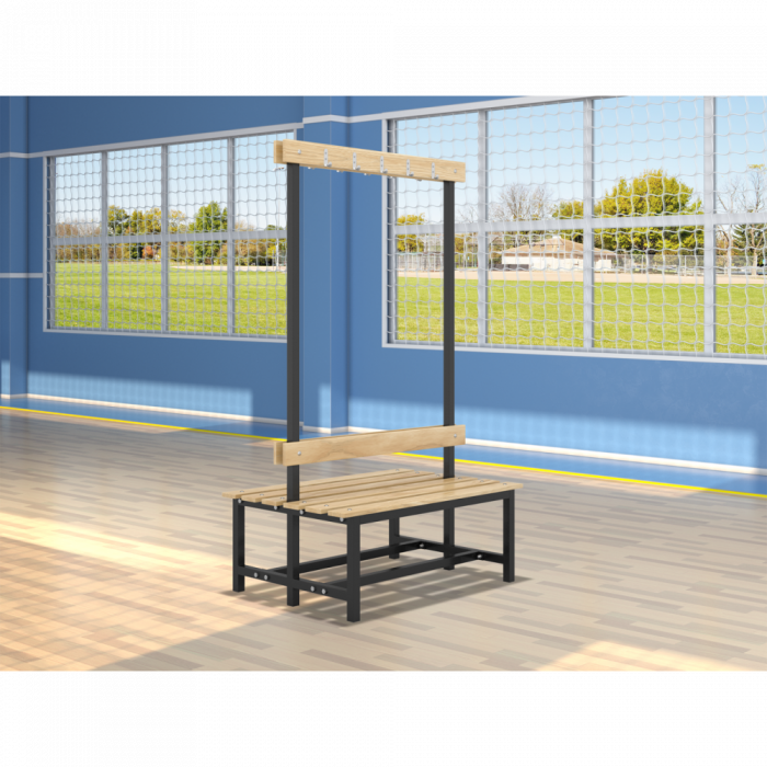 Скамейка с вешалкой для раздевалки двухсторонняя разборная (1200mm)