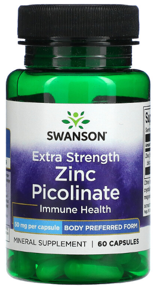 Swanson Extra Strength Zinc Picolinate 50 мг (60 капс)