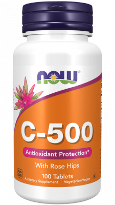 Vitamin C-500 with rose hips NOW (витамин C, шиповник) 100 таблеток NOW Foods