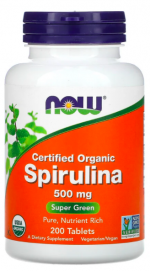 Organic Spirulina 500 мг NOW (100 таб)