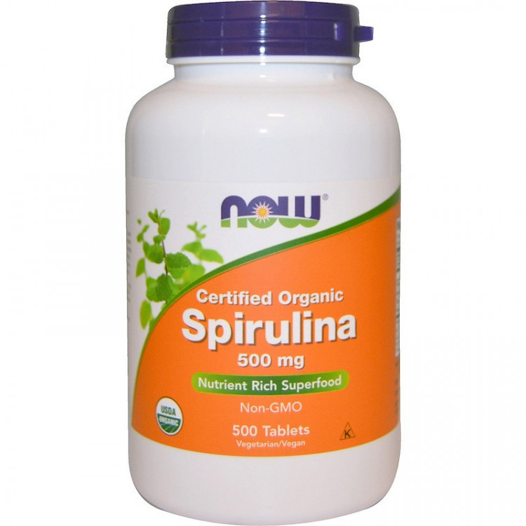 Organic Spirulina 500 мг NOW (100 таб)