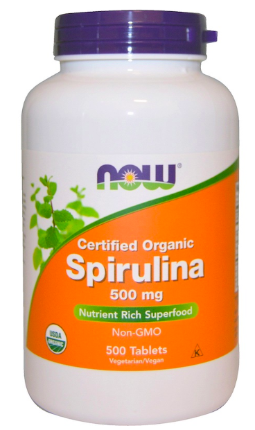 Organic Spirulina 500 мг NOW (100 таб)