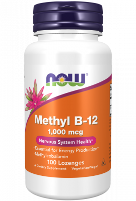 Methyl B-12 1000 мкг (Метилкобаламин, витамин B12) 100 таблеток для рассасывания NOW