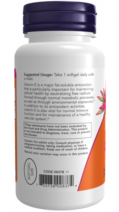 E-400 Da (витамин E) 100 гелевых капсул NOW Foods