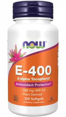 E-400 Da (витамин E) 100 гелевых капсул NOW Foods