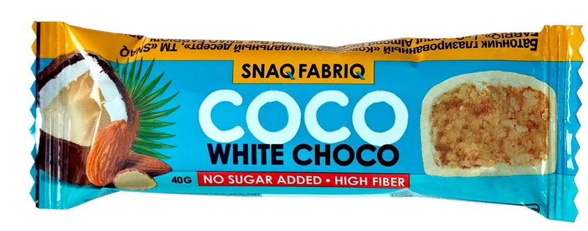 Батончик в белом шоколаде SNAQ FABRIQ COCO (40 г)
