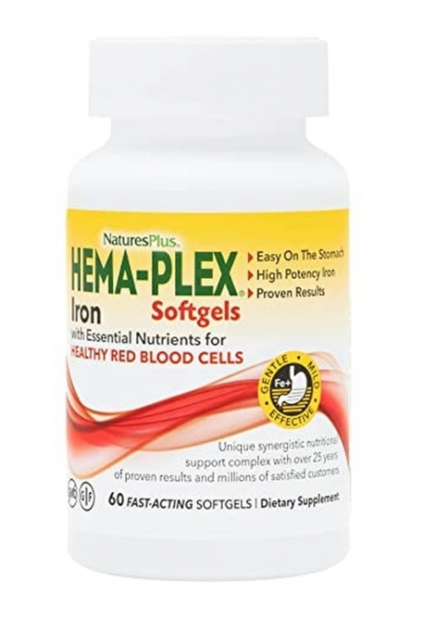 Hema-Plex (железо) 60 мягких капсул быстрого действия Natures Plus