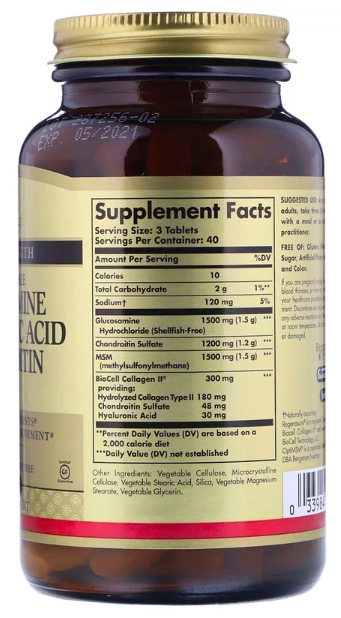 Solgar Глюкозамин Гиалуроновая кислота Хондроитин и МСМ (60 табл)