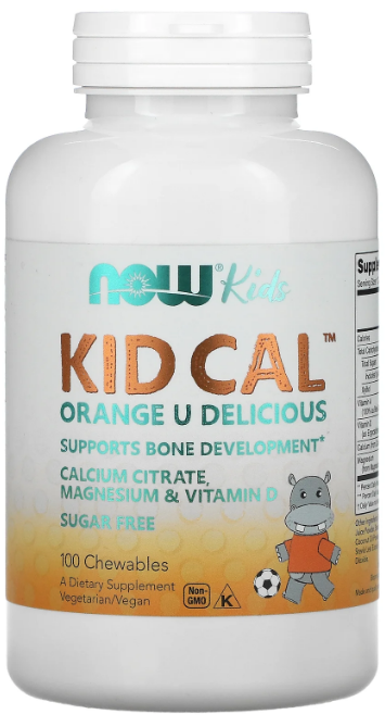 Kid Calcium Chewable (детский кальций) 100 леденцов NOW Foods