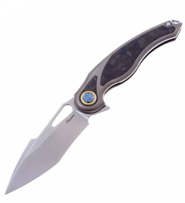 Складной нож Rike Knife Unicorn, сталь M390, рукоять Blue CF/Ti