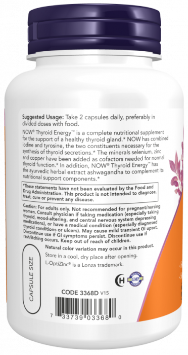 THYROID ENERGY (поддержка щитовидной железы) 90 растительных капсул NOW Foods