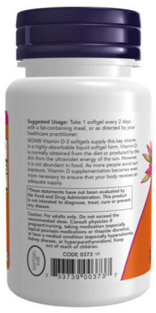 Vitamin D3 5000 IU (витамин D) 240 капсул NOW Foods